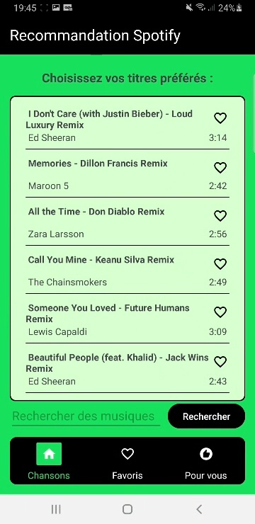 Application de recommandation Spotify